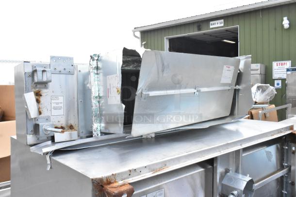 4' CaptiveAire 4830 ND-2 commercial grease hood, stainless steel, with make-up air vent. Visible rust and wear.