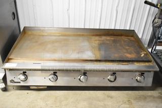 Star Ultra Max stainless steel commercial countertop natural gas flat top griddle, four knobs, used condition.