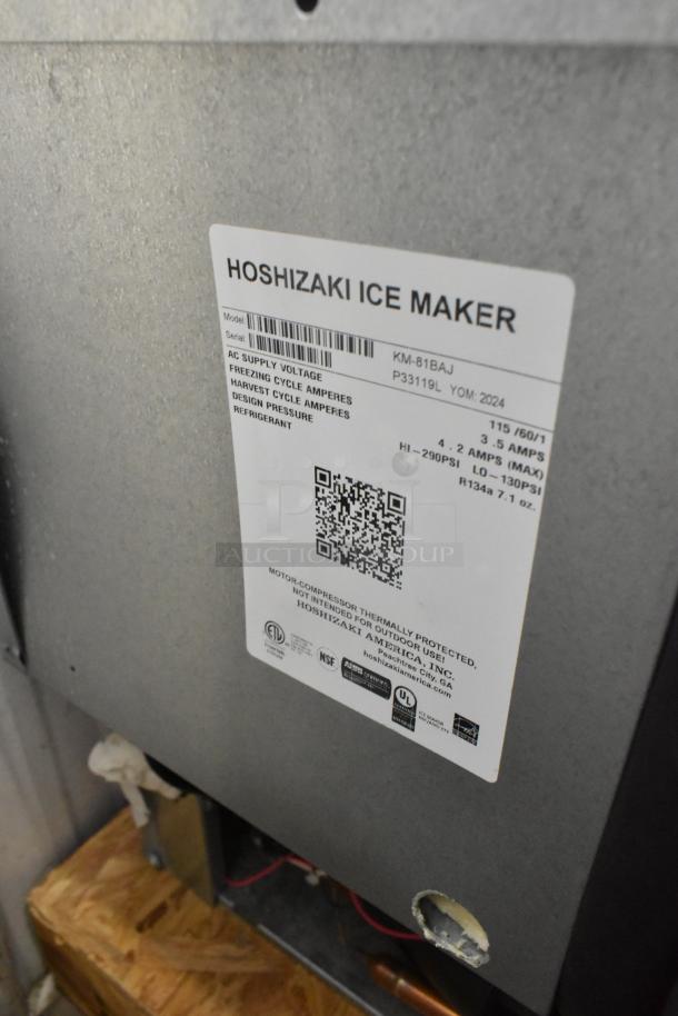 BRAND NEW 2024 Hoshizaki KM-81BAJ undercounter ice machine, stainless steel, 38 lb bin, 86 lb capacity, 115V, 1 Phase.