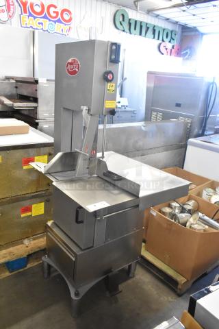 Brand new Avantco 177EMBS94SS 94" stainless steel meat saw. Floor style, 3 hp, 220/240V, 3-phase. Scratch and dent.