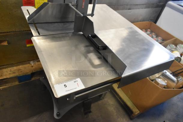 Brand new Avantco 177EMBS94SS stainless steel 94" vertical band meat saw, 3 hp, 220/240V, 3 phase, commercial use.