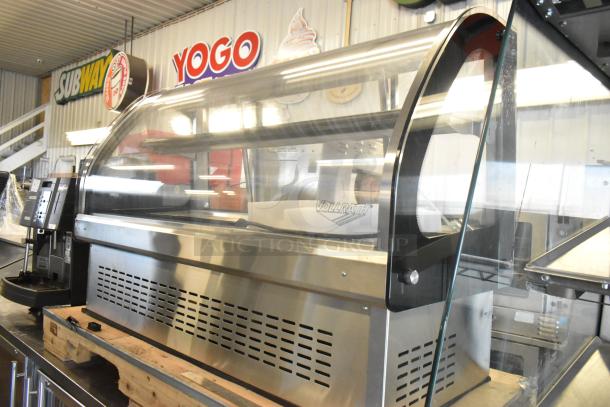 BRAND NEW Vollrath RDE7148 Stainless Steel Refrigerated Display Case, 120V, 1 Phase, minor scratches and dents visible.
