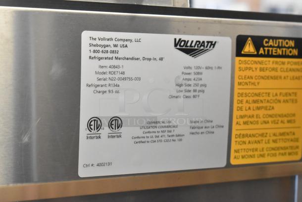 Vollrath RDE7148 stainless steel countertop refrigerated display case. New, scratch and dent. 120V, 1 phase.