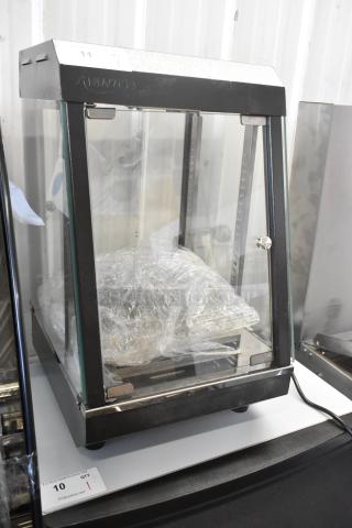 2024 Avantco 177HDC13 metal countertop heated display case, 15", 3 shelves, hinged doors, 120V, new, scratch and dent.