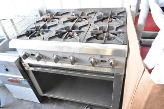 BRAND NEW 2023 CPG 351RCPG36NL 6 Burner Gas Countertop Range, Stainless Steel, 132,000 BTU, on Regency Base.
