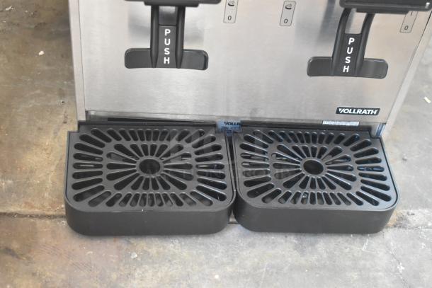 BRAND NEW Volrath VBBE2-37-S stainless steel beverage dispenser with double 5.28-gallon bowls. Features "PUSH" taps and drip trays.