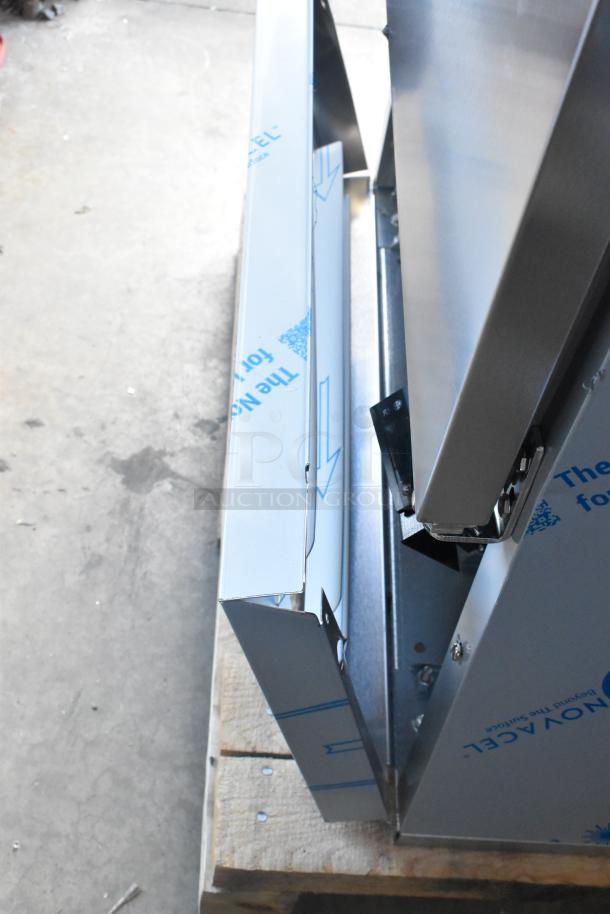 Beverage Air FB27HC-1S stainless steel freezer with dented door panel, poly coated racks, 115V, single door.