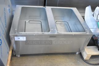 BRAND NEW 2025 Eagle DHT2-120 Stainless Steel Two Pan Electric Hot Food Table. 120V, 1 Ph. Minor dents visible.