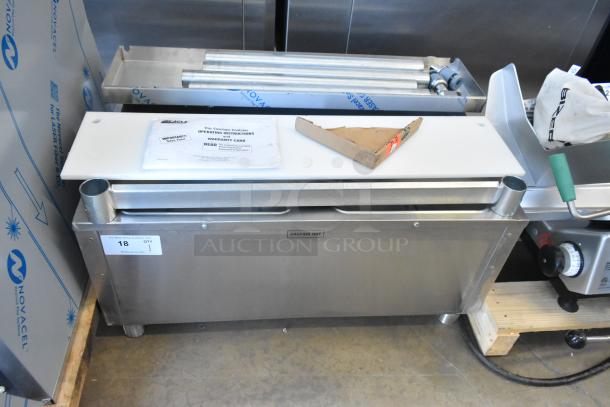 BRAND NEW Eagle DHT2-120 Stainless Steel Two Pan Electric Hot Food Table, 120V, with operating instructions and warranty card.