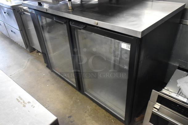 Beverage Air BB58G-1-B metal commercial 2-door undercounter back bar cooler, glass doors, 115 volts, good condition.