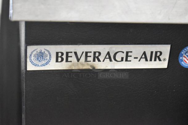 Beverage Air BB58G-1-B undercounter back bar cooler, metal, 2 doors, 115V, logo plate visible.