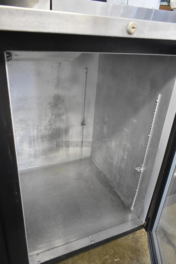 Beverage Air BB58G-1-B metal undercounter back bar cooler, two-door, interior view, commercial use, 115 volts.
