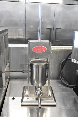 Avantco Stainless Steel Commercial Countertop Sausage Stuffer, in excellent condition, branded logo visible.