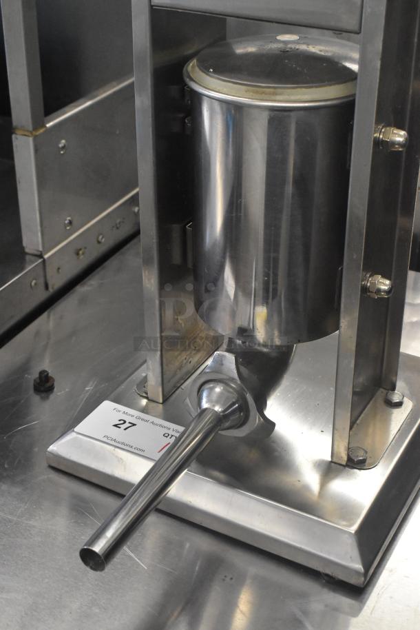 Avantco stainless steel commercial countertop sausage stuffer, industrial-grade, excellent condition, visible auction tag.