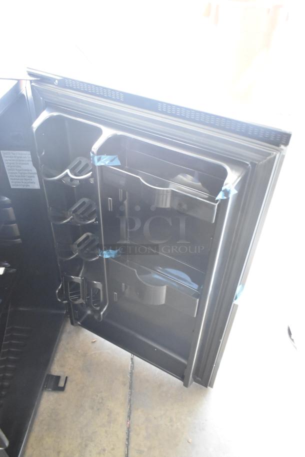 KoolMore KM-OKS-OFRC-44SS stainless steel outdoor refrigerator, IPX 4, glass shelves, 4.4 cu. ft., brand new, with minor dents.