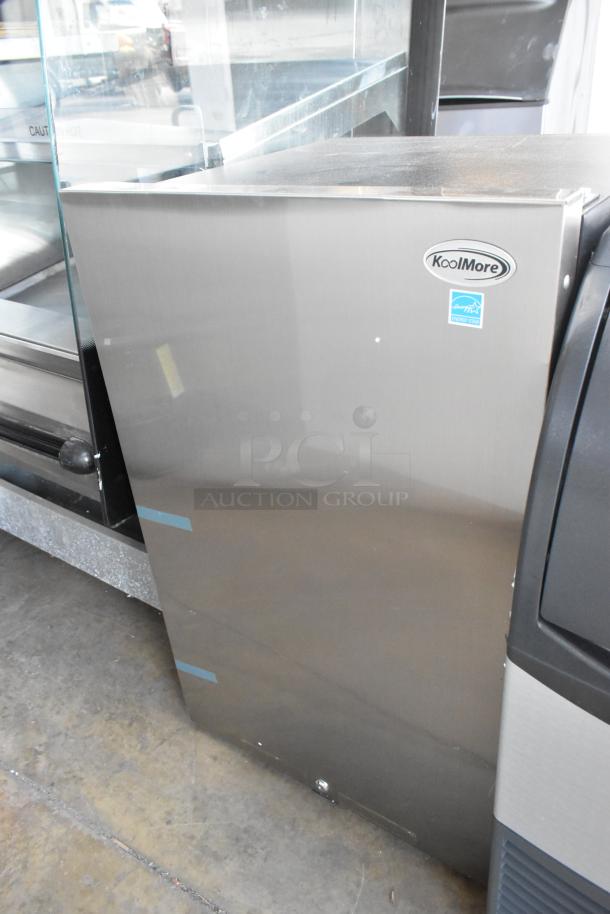 KoolMore KM-OKS-OFRC-44SS stainless steel outdoor refrigerator, 4.4 cu. ft., IPX 4 rating, glass shelves, new condition.