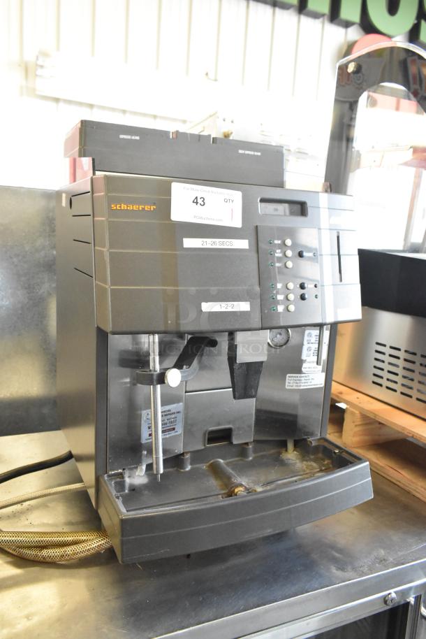 Schaerer Ambiente Metal Commercial Countertop Espresso Machine, 210V, 1 Phase, with visible front panel controls and branding.