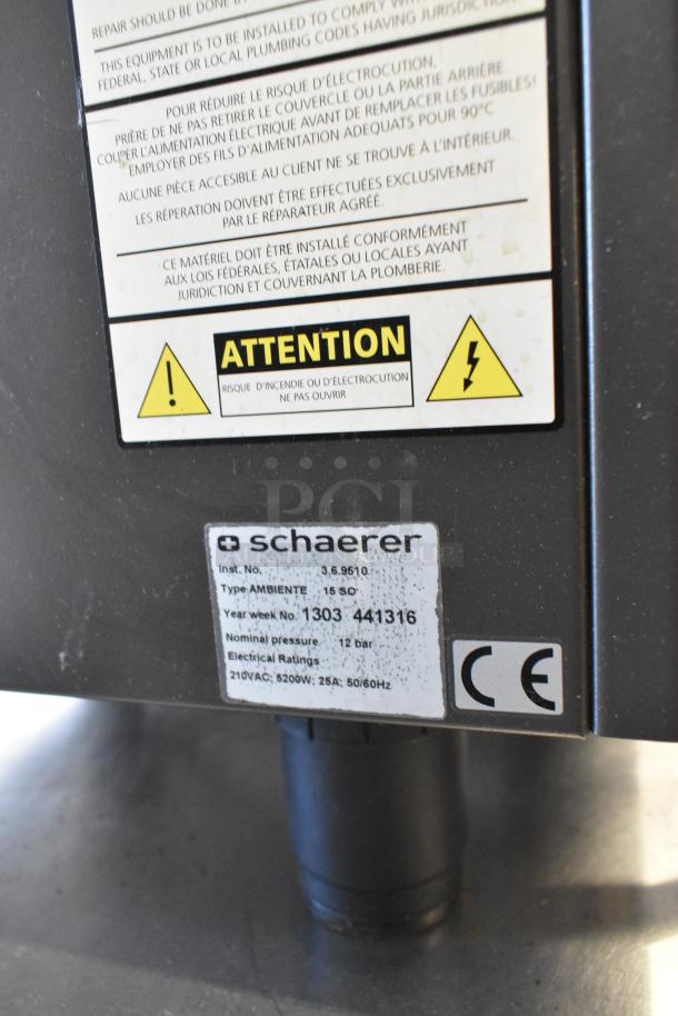 Schaerer Ambiente metal espresso machine, 210V, 1 phase, type 15 SO, 12 bar pressure, CE marked, model 3,6,9610.