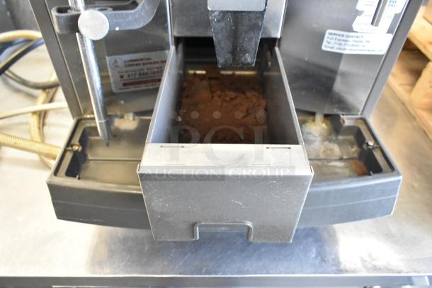 Schaerer Ambiente Metal Commercial Espresso Machine, 210V, 1 Phase, countertop use, visible internal components indicating wear.