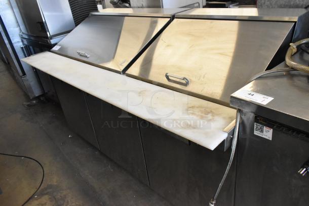 2019 Bison BST-72-30 stainless steel sandwich salad prep table, mega top, 115 volts, 1 phase, commercial use.