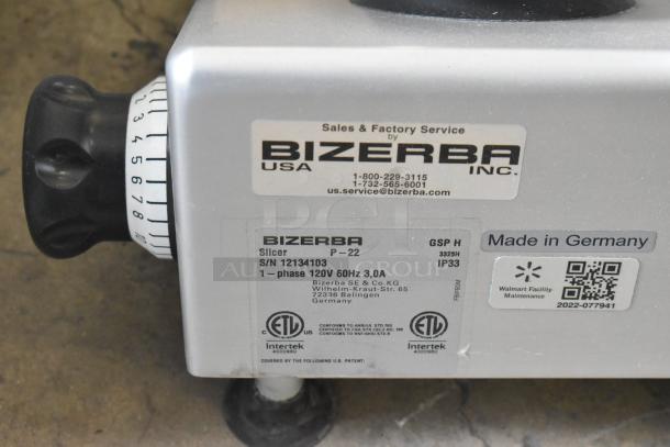 2022 Bizerba GSP H Metal Commercial Meat Slicer, 120V, 1 Phase, serial number 12134103, made in Germany.