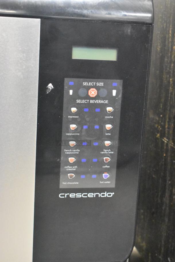 2019 Bunn Crescendo Coffee Brewer, stainless steel, bean to cup, digital display, 120V, 1 phase, various beverage options.