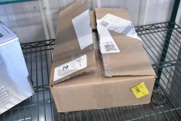 Box of Carnival King 3802053 popcorn bags, 1,000 count, brand new, dimensions: 3 1/2" x 2 1/4" x 8 1/4". Labels on box include item details.