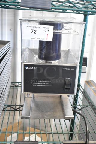 2024 Bunn LPG stainless steel coffee bean grinder, commercial countertop model, 120 volts, single phase. Excellent condition.
