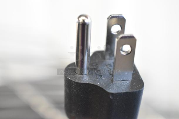 Close-up of a standard 110 volts, 1 phase plug for the RoMech Countertop Towel Warmer.