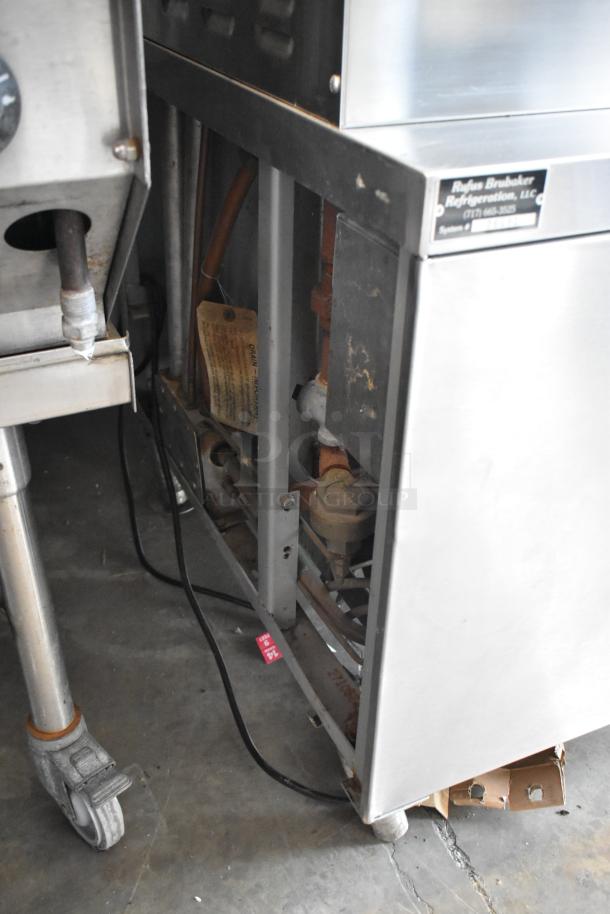 Vulcan VSX24G stainless steel commercial steam cabinet, natural gas, 2-deck, 200,000 BTU, visible wear, Rufus Brubaker label.