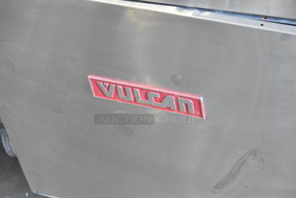 Vulcan VSX24G stainless steel steam cabinet with logo, 2 deck, natural gas, 200,000 BTU, commercial use.