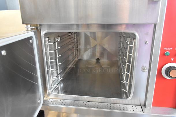 Vulcan VSX24G stainless steel commercial steam cabinet, natural gas, 2 deck, 200,000 BTU, clean interior, control panel.