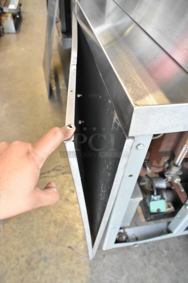 Vulcan VSX24G stainless steel steam cabinet, two decks, natural gas, 200,000 BTU, open panel showing components.