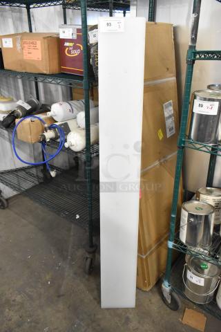 White cutting board, tall and narrow, clean condition, with auction tag displaying "93, QTY 1" at the top.