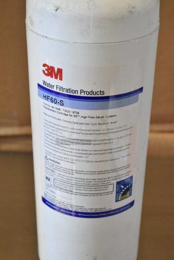 3M HF60-S water filter cartridge, high flow series. Reduces particulates, chlorine, taste, odor. NSF certified.