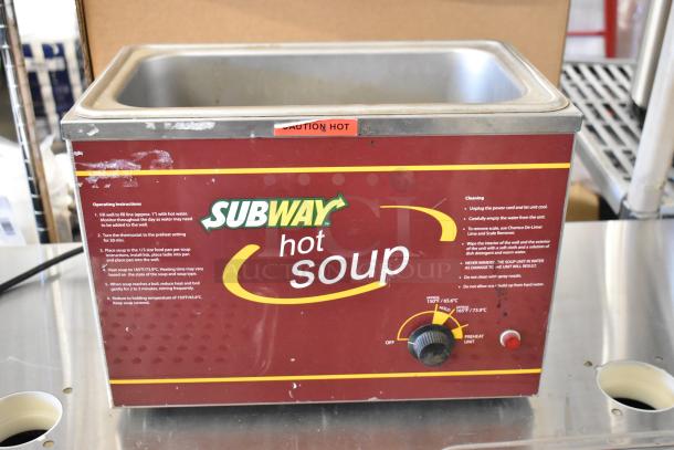 Nemco 6135-SUB stainless steel commercial food warmer; countertop model, 120V, labeled for Subway hot soup.