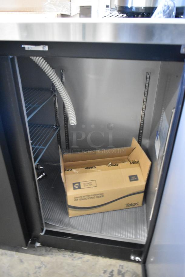 Brand new 2024 Avantco 178UDD72HC metal kegerator, black, with double tap, 3 half keg capacity, 115 volts, scratch, and dent.