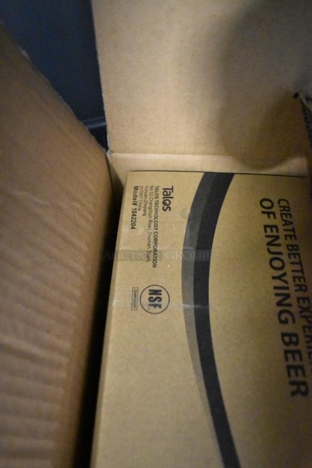 Box for the 2024 Avantco 178UDD72HC kegerator. Visible Talos label and NSF certification. New with minor scratches.