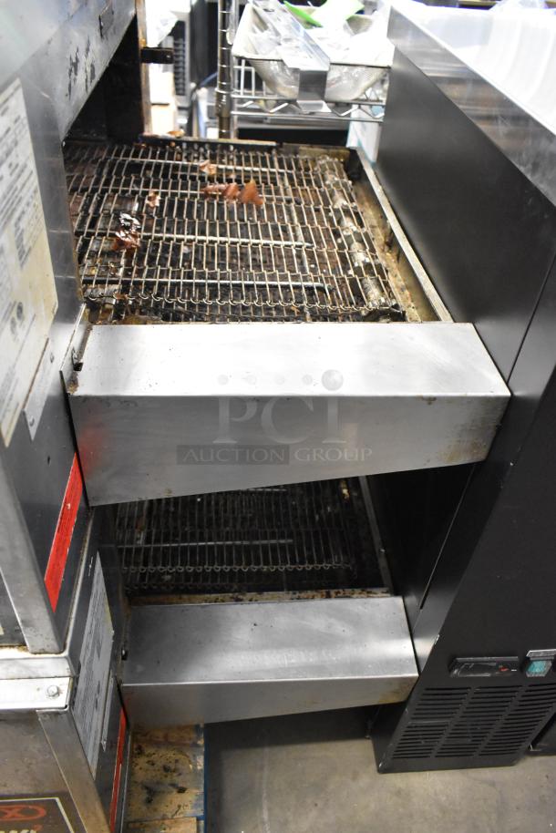 2021 Middleby Marshall CTX DZ33I stainless steel commercial electric conveyor pizza ovens on casters, 208 volts, used condition.