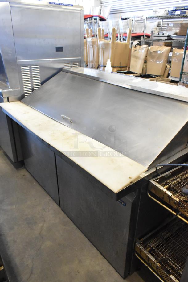 2023 Sir Lawrence SLMPREP-2DW stainless steel sandwich salad prep table, bain marie mega top, with cutting board, commercial use.