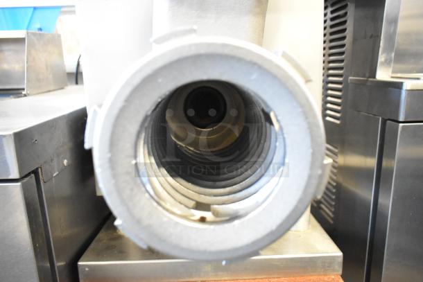 Hobart 4732 metal commercial meat grinder, 208 Volts, 3 Phase, shown with grinding chamber, sturdy construction.