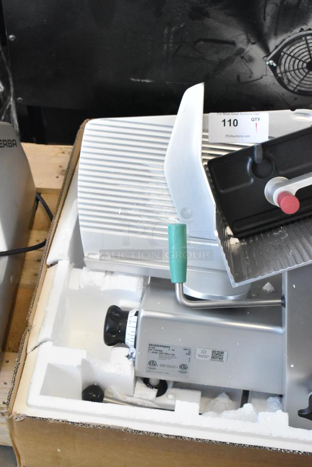 2018 Bizerba GSP H commercial meat slicer, gently used, 120 volts, 1 phase, visible labels confirm model and specs.