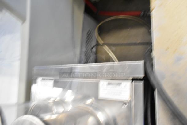 MF Bistro espresso machine, stainless steel, single group, steam wand, 2 hoppers, 208/240V, 1 phase, commercial use.