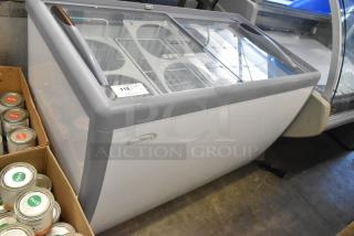 KoolMore KM-ICD-49SD ice cream dipping cabinet, new scratch and dent, with sliding glass door, 8 tubs, 115V, 1 phase.