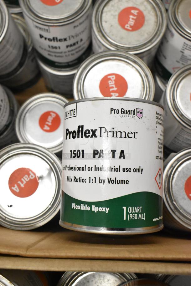 Pro Guard Proflex Primer 1501 Part A cans, 1 quart each, industrial use, mix ratio 1:1 by volume, 180 total.