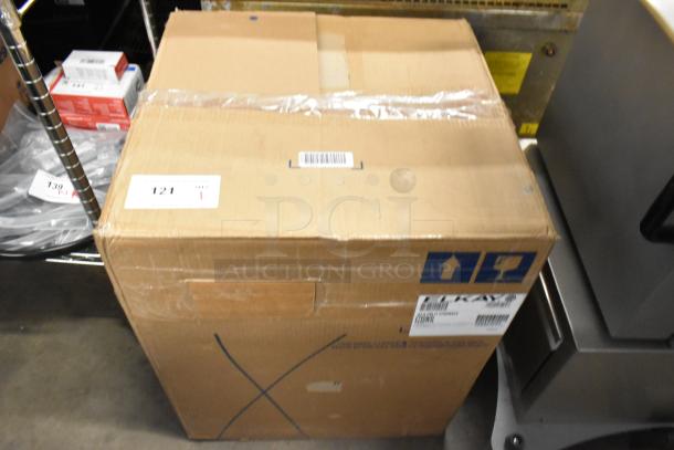 Brand new Elkay 438ESDWK stainless steel water fountain in box, minor cosmetic scratches, 115V, 1 phase.