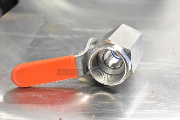 Red-handled metal valve, new condition, potential scratch or dent. Part of auction for model VR8204A2837.