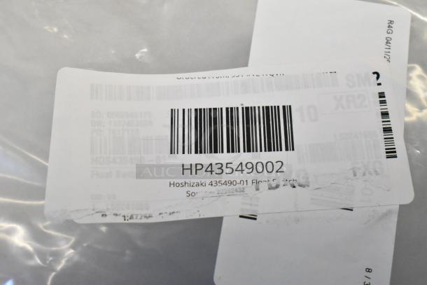 Brand new Hoshizaki 435490-01 float switch with visible barcode and label detailing model HP43549002.