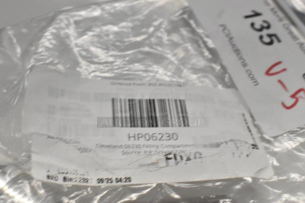 Barcode label on packaging for Cleveland 06230 Fitting Compartment Drain HP06230. Item in new condition.