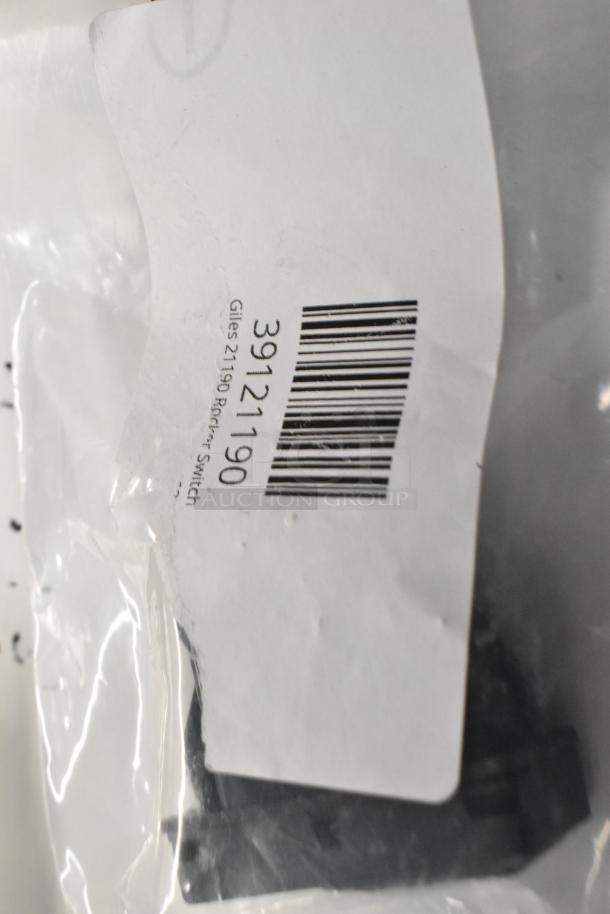 Bagged new Giles 21190 Rocker Switch. Label shows part number 39121190 with barcode, indicating new condition.